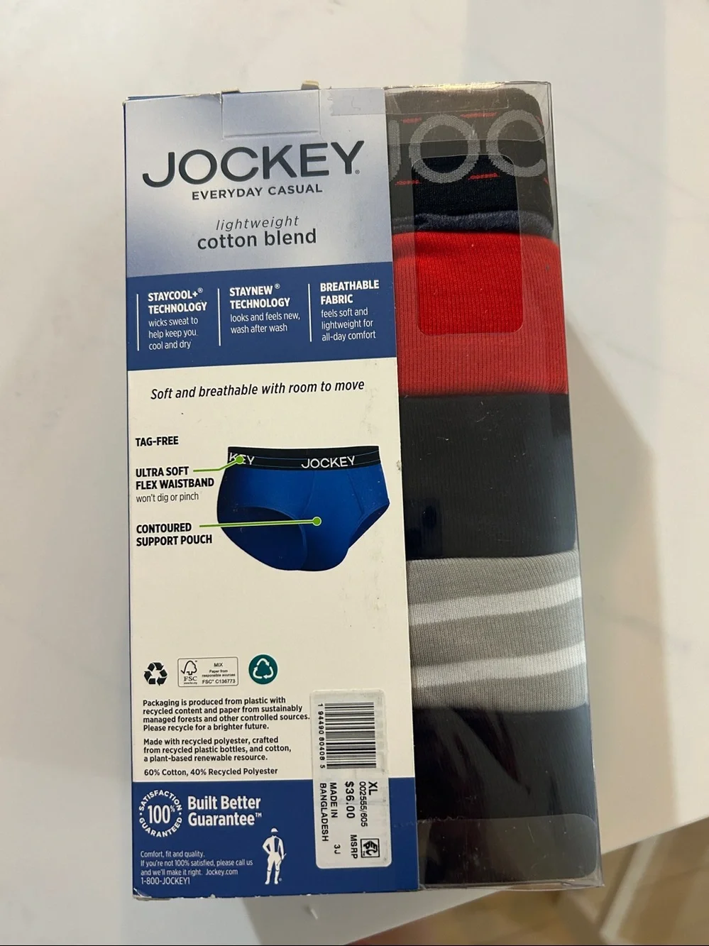 Jockey Men's Briefs 5-Pack - Black, Red, Gray, Blue